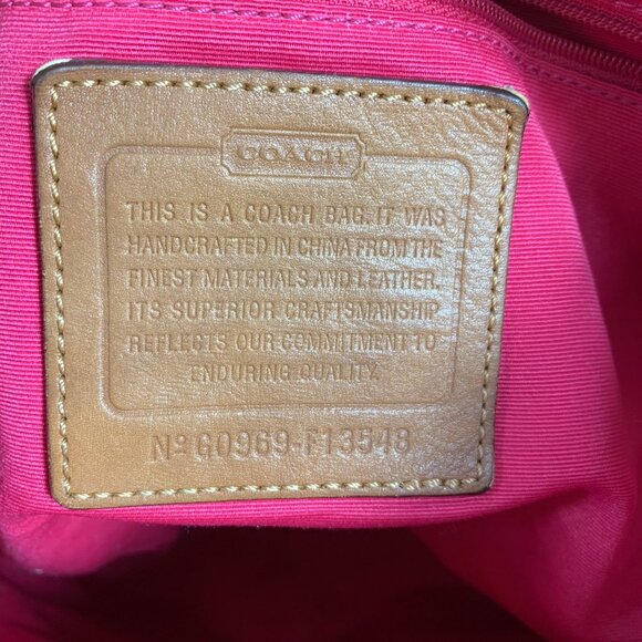 2009 COACH Signature Collection Khaki Pink Stripe Tote F13548 NO TAG - Picture 11 of 13